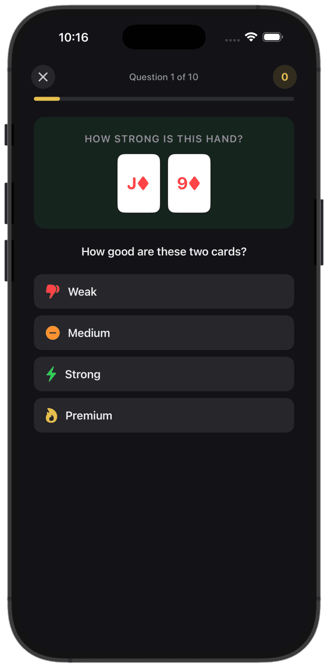 PokerBrain Hand Strength Quiz — test your hand reading skills
